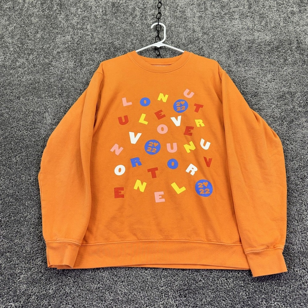 Harry Styles Sweatshirt Mens Medium Orange Fleece Pullover Love On Tour 2022